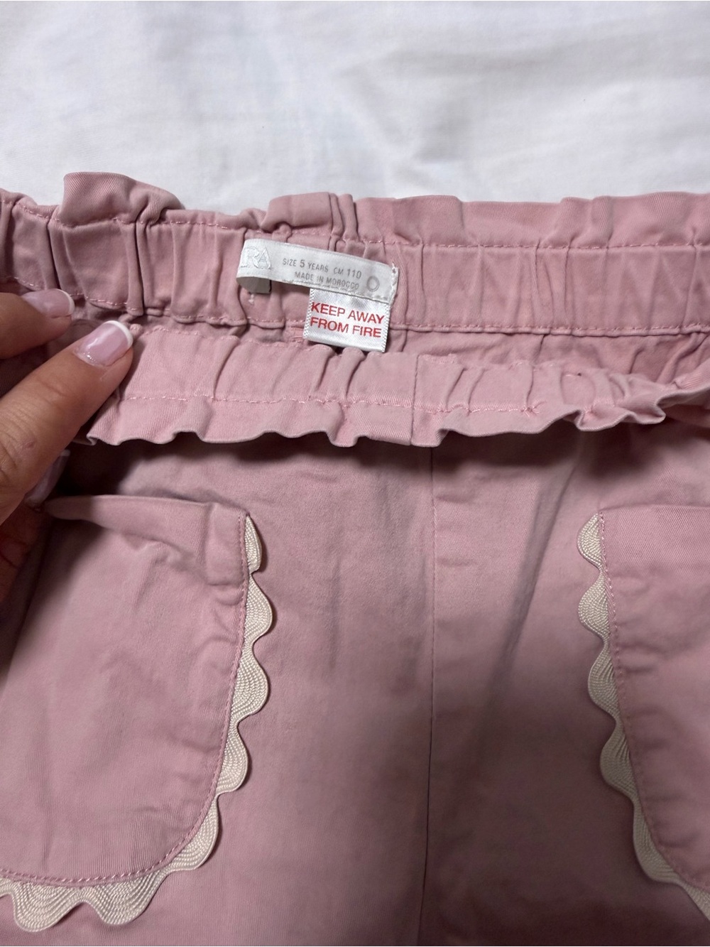 Girls Pink Scallop Pocket Elastic Waist Bottoms